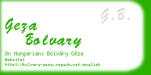 geza bolvary business card